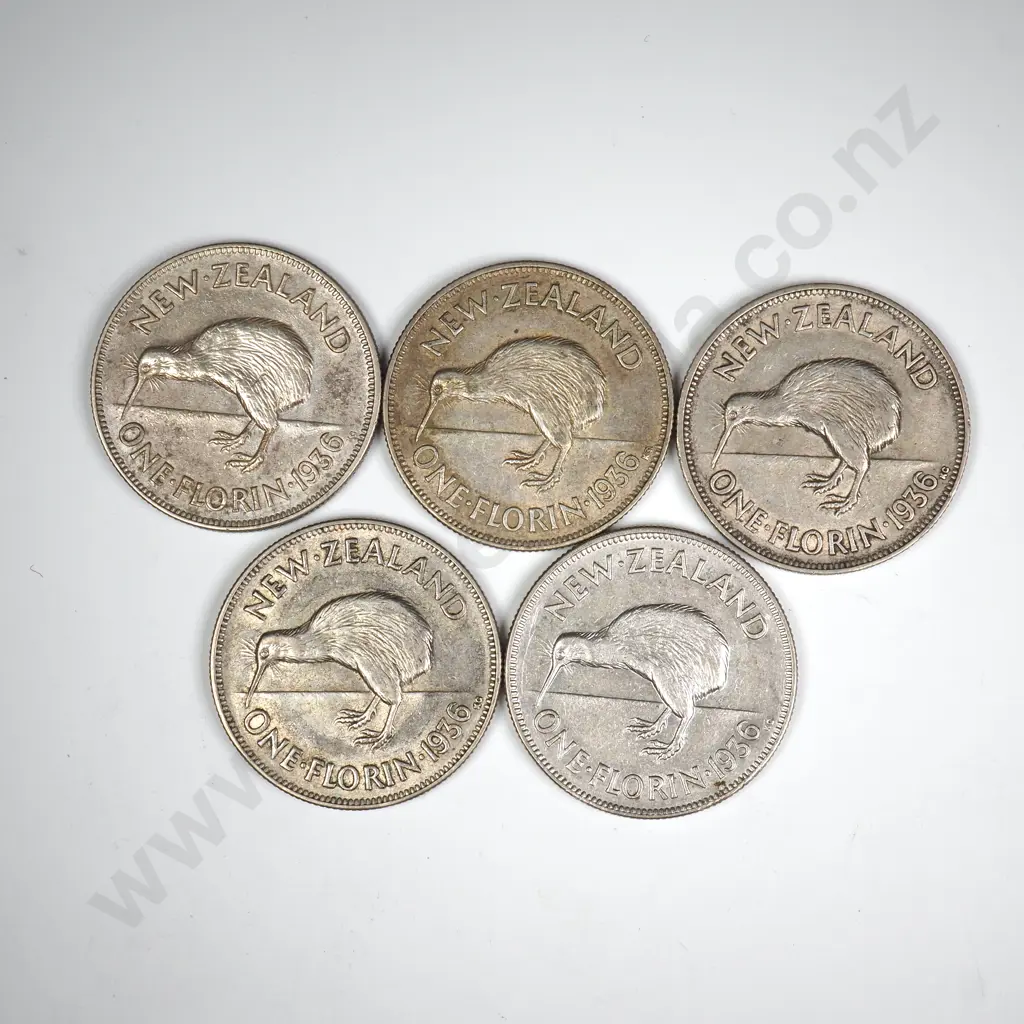 5 X 1936 FLORINS, V.F. OR BETTER, MINIMUM C.C.V. $1000 Image 1++