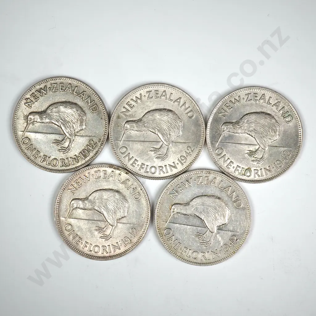5 X 1942 FLORINS, V.F. OR BETTER, MINIMUM C.C.V. $150 Image 1++