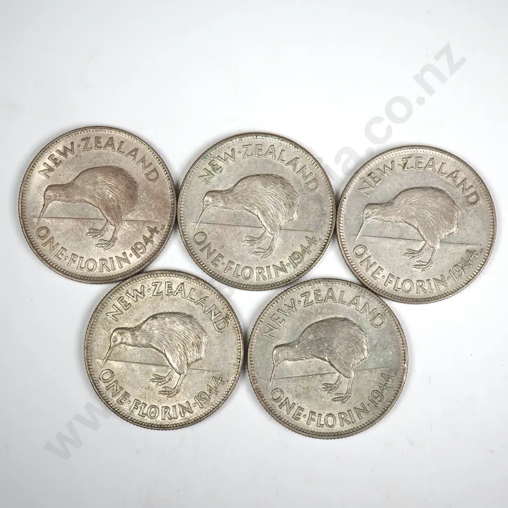 5 X 1944 FLORINS, V.F. OR BETTER, MINIMUM C.C.V. $500 Image 1++