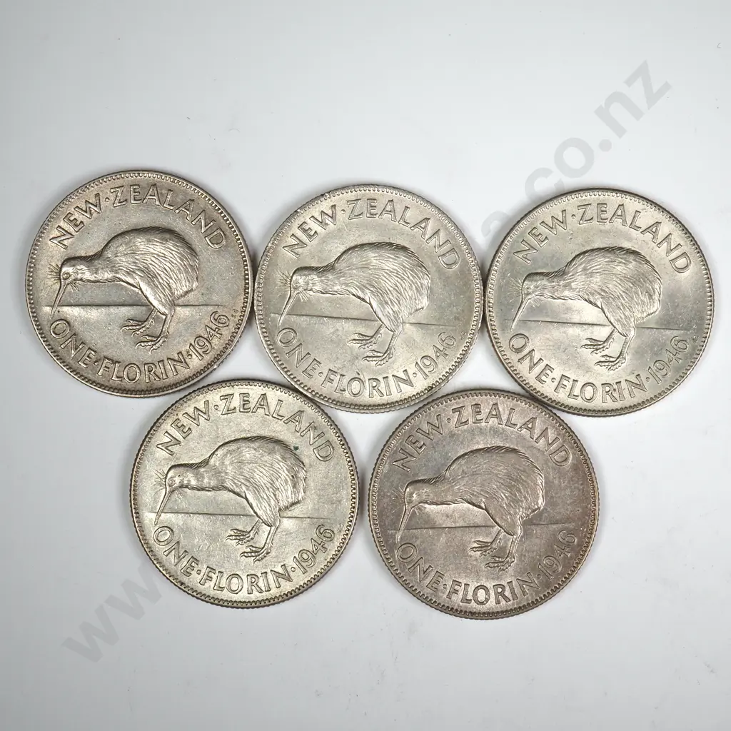5 X 1946 FLORINS, V.F. OR BETTER, MINIMUM C.C.V. $125 Image 1++