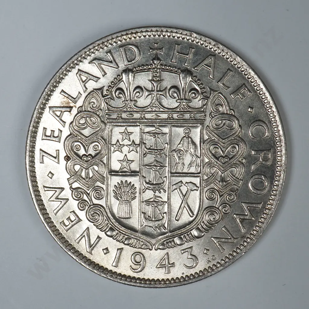 1943 HALFCROWN, A.UNC, C.V. $175 Image 1++