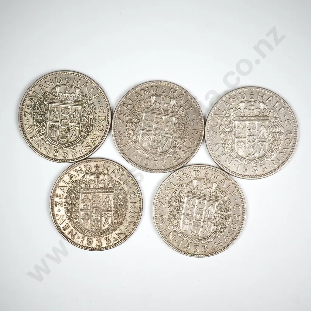 5 X 1933 HALFCROWNS, V.F. OR BETTER, MINIMUM C.C.V. $175 Image 1++