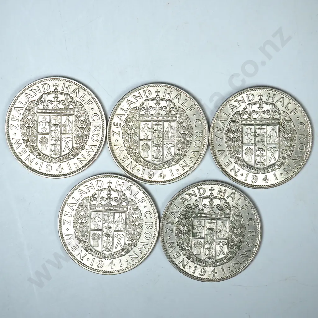 5 X 1941 HALFCROWNS, E.F. OR BETTER, MINIMUM C.C.V. $400 Image 1++