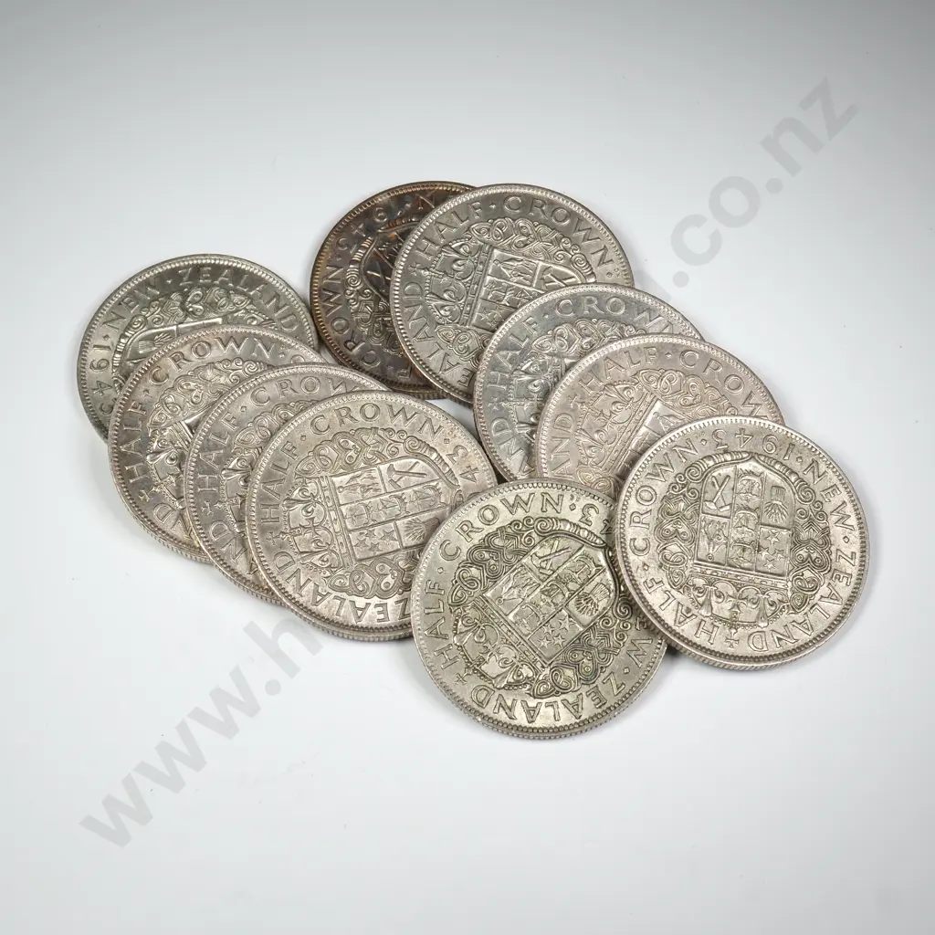 10 X 1943 HALFCROWNS, V.F. OR BETTER, MINIMUM C.C.V. $300 Image 1++