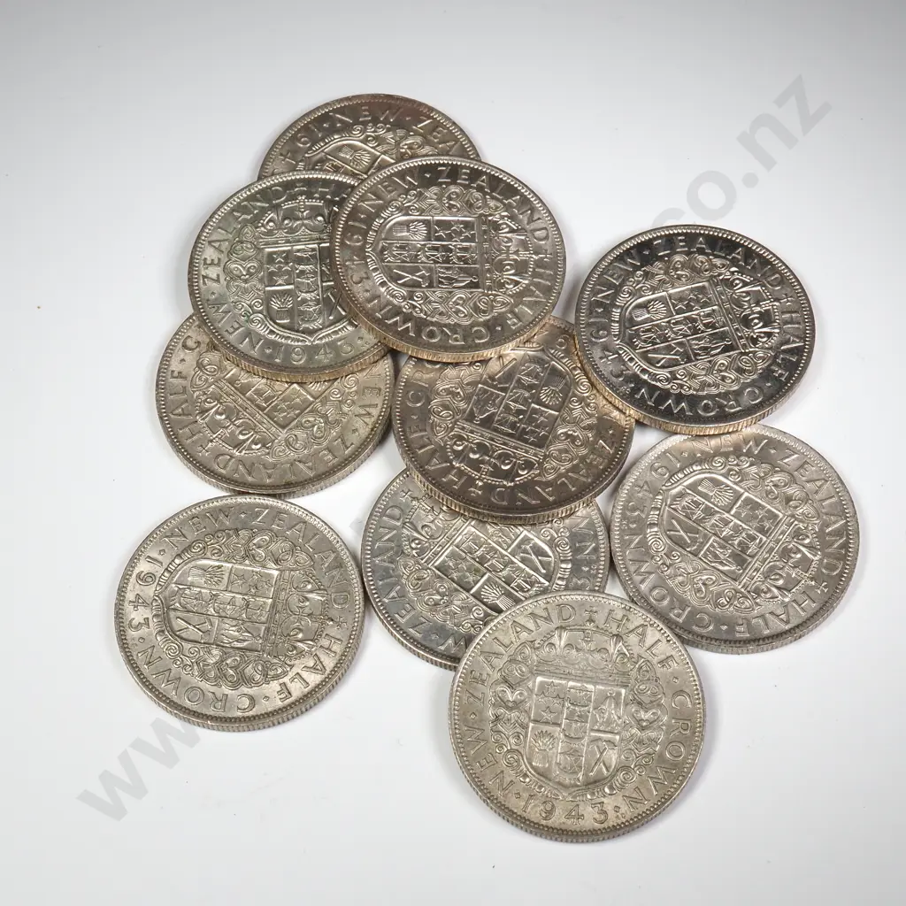 10 X 1943 HALFCROWNS, V.F. OR BETTER, MINIMUM C.C.V. $300 Image 1++