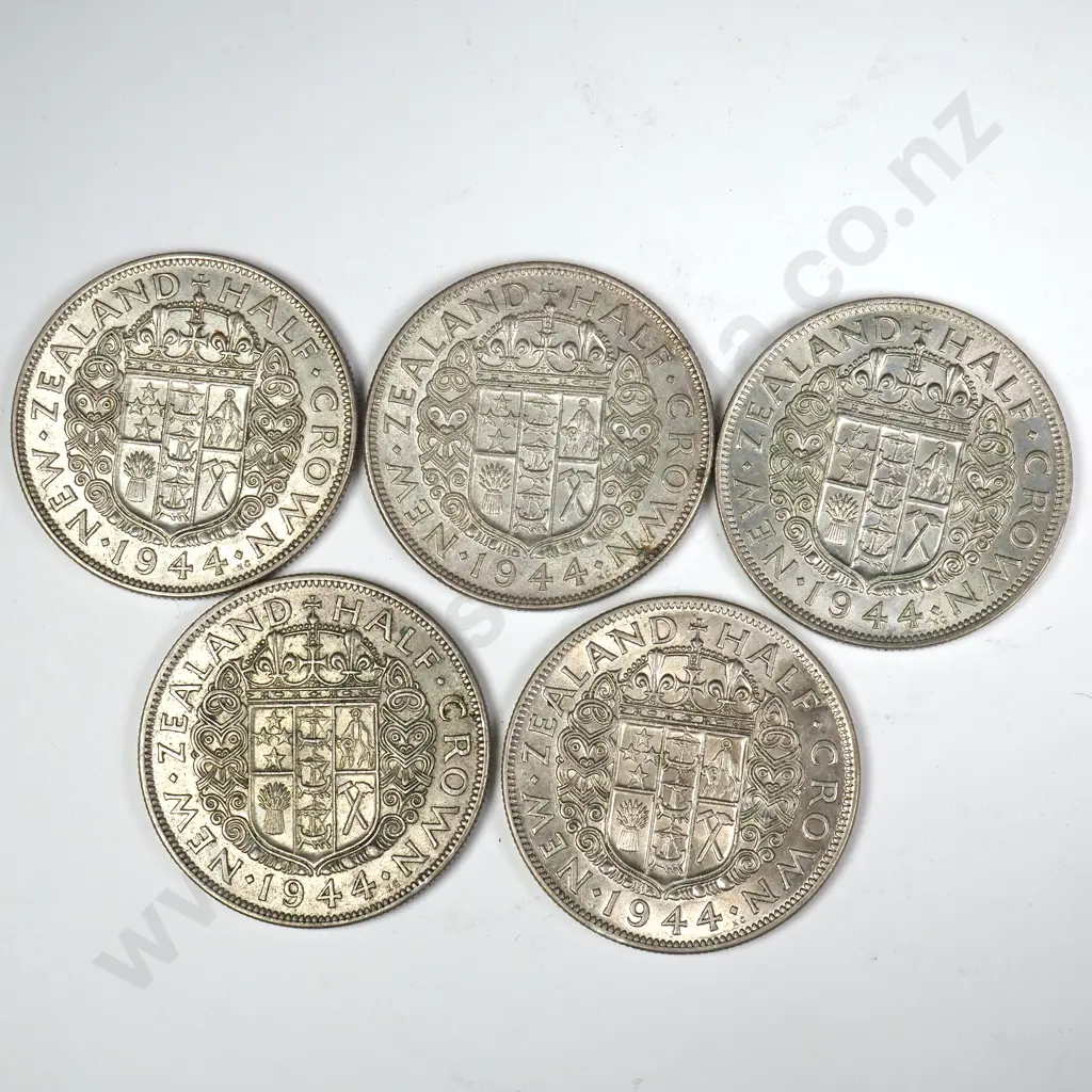 5 X 1944 HALFCROWNS, V.F. OR BETTER, MINIMUM C.C.V. $350 Image 1++