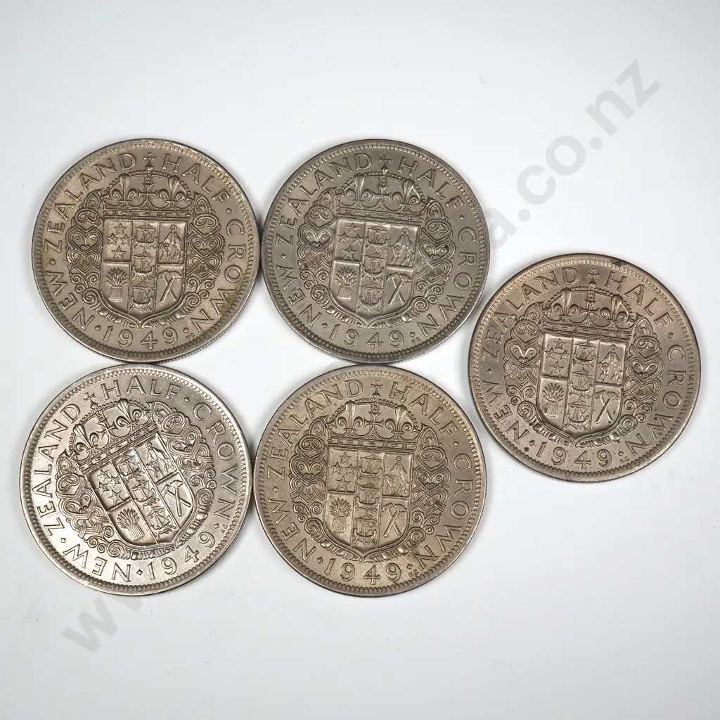 5 X 1949 HALFCROWNS, V.F. OR BETTER, MINIMUM C.C.V. $50 Image 1++