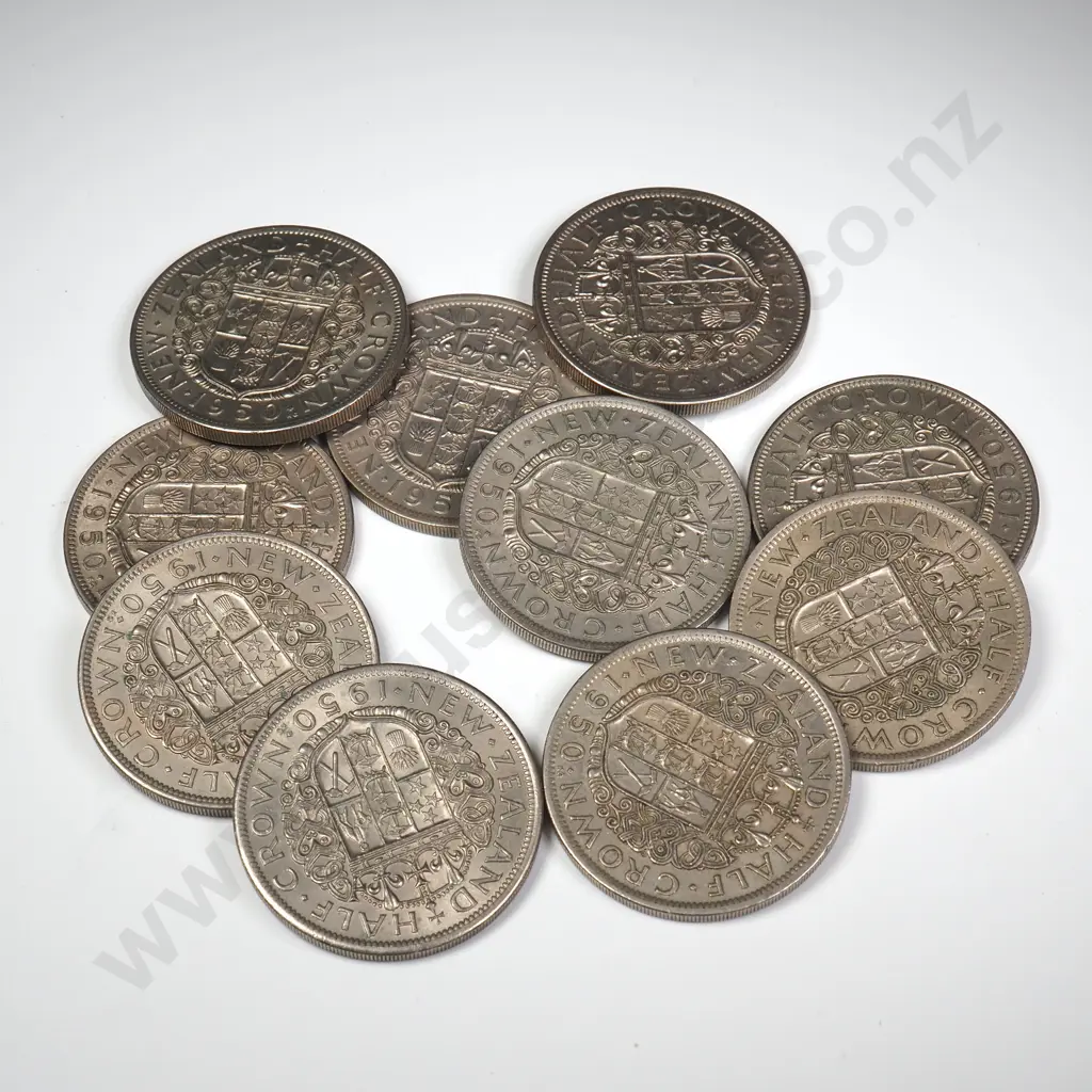 10 X 1950 TYPE 1 HALFCROWNS, V.F. OR BETTER, MINIMUM C.C.V. $100 Image 1++