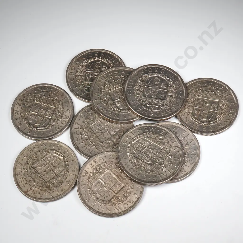 10 X 1950 TYPE 1 HALFCROWNS, V.F. OR BETTER, MINIMUM C.C.V. $100 Image 1++