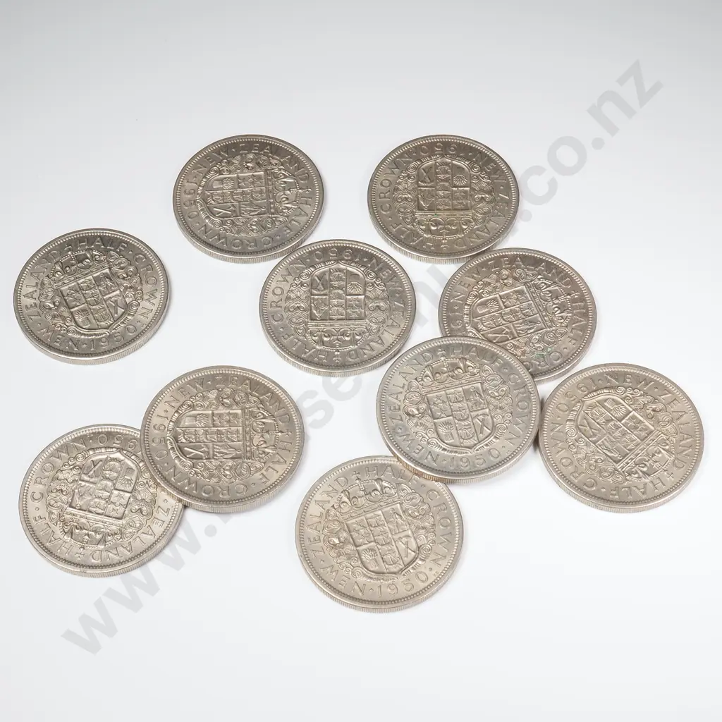 10 X 1950 TYPE 2 HALFCROWNS, E.F. OR BETTER, MINIMUM C.C.V. $300 Image 1++