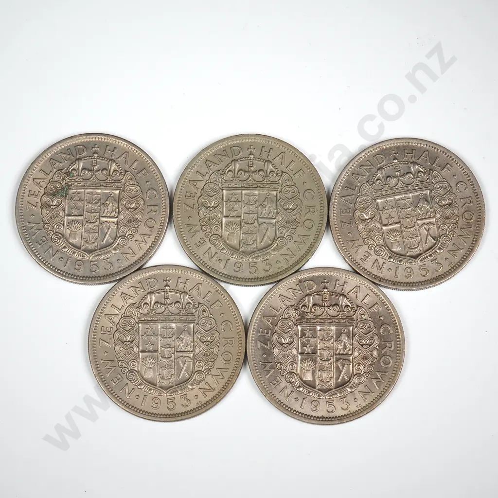 5 X 1953 HALFCROWNS, E.F. OR BETTER, MINIMUM C.C.V. $175 Image 1++