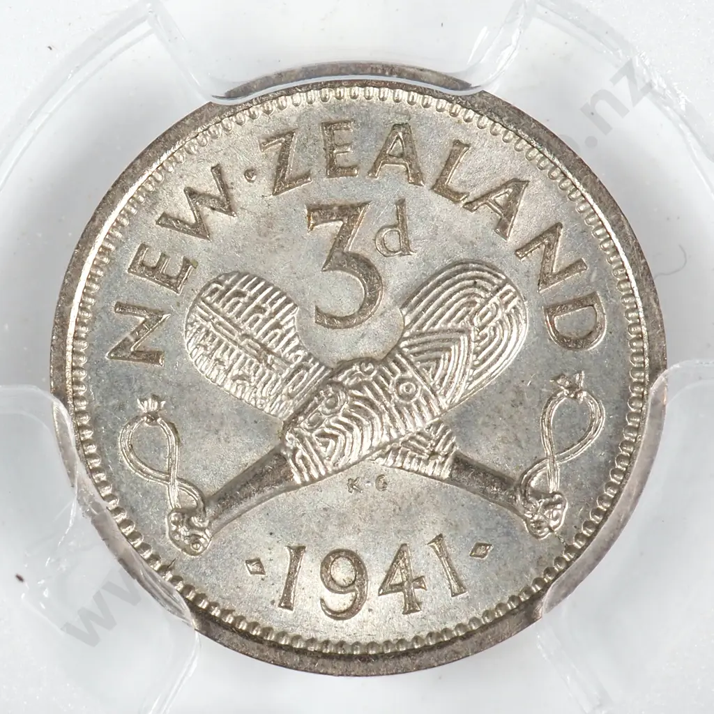1941 THREEPENCE, MS62, MINIMUM C.V. $800 Image 1++