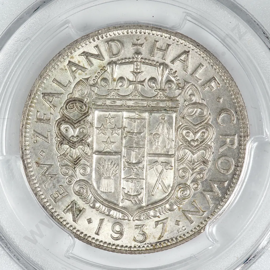 1937 HALFCROWN, AU55, MINIMUM C.V. $300 Image 1++