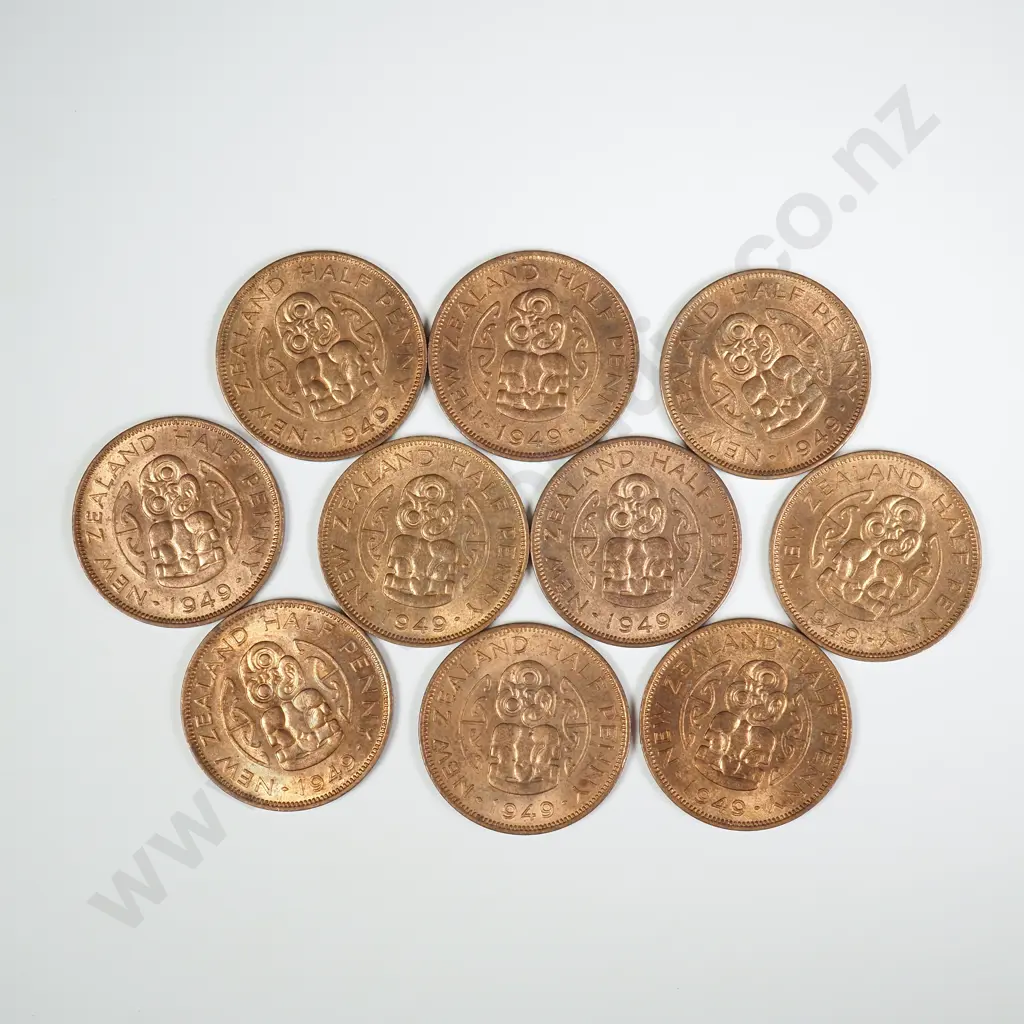 10 X 1949 HALFPENNIES, A.UNC - UNC, C.C.V $350 Image 1++
