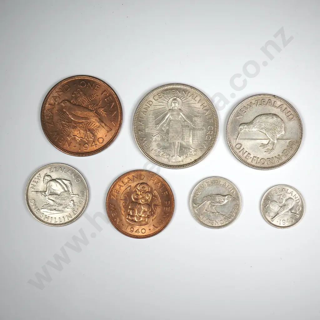 1940 SEVEN COIN DATE SET, E.F OR BETTER, MINIMUM C.C.V $600 Image 1++