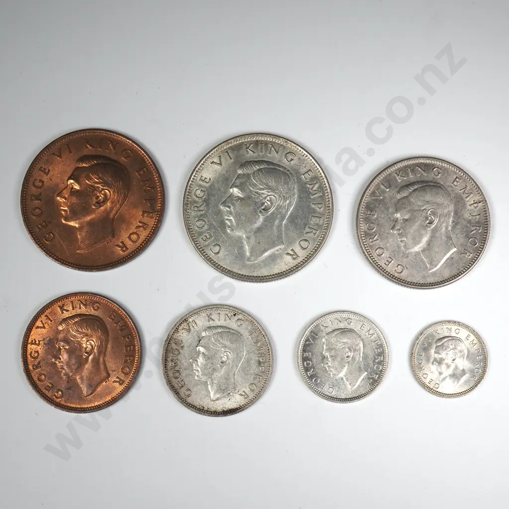 1944 SEVEN COIN DATE SET, E.F OR BETTER, MINIMUM C.C.V $670 Image 1++
