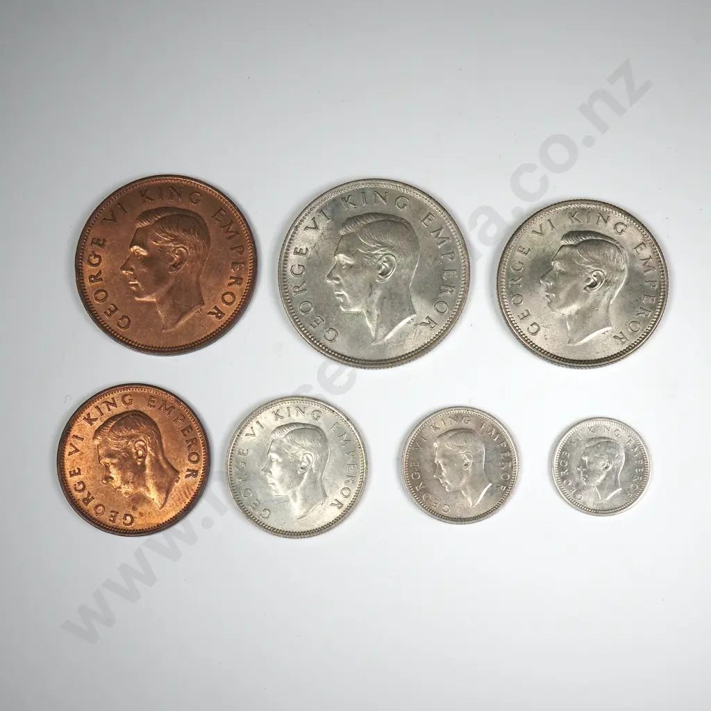 1945 SEVEN COIN DATE SET, E.F OR BETTER, MINIMUM C.C.V $325 Image 1++