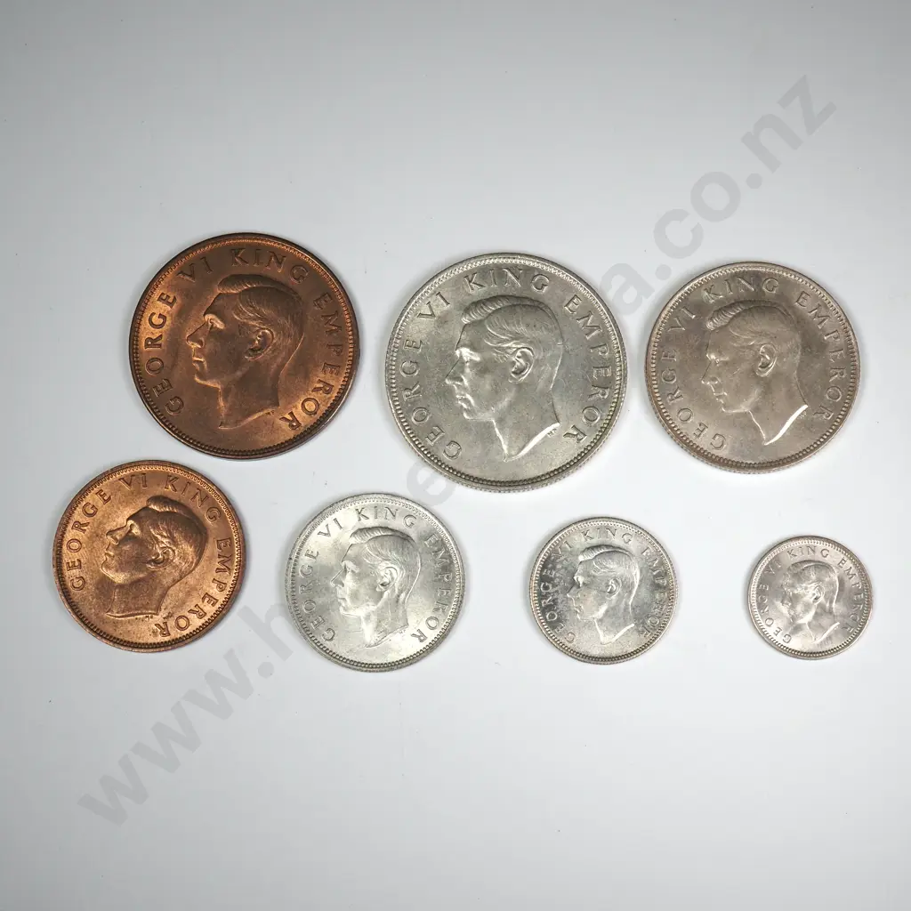 1946 SEVEN COIN DATE SET, E.F OR BETTER, MINIMUM C.C.V $285 Image 1++