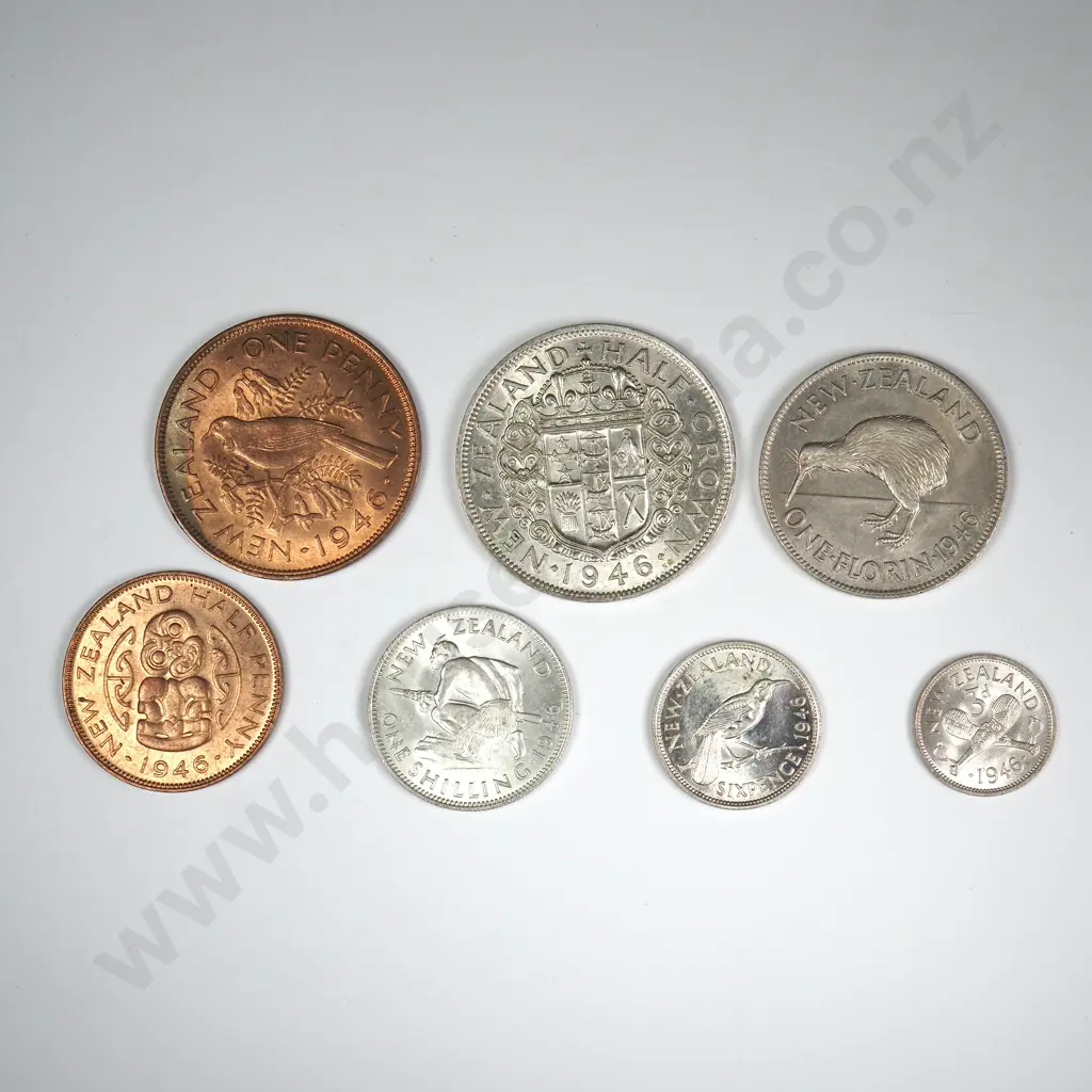 1946 SEVEN COIN DATE SET, E.F OR BETTER, MINIMUM C.C.V $285 Image 1++