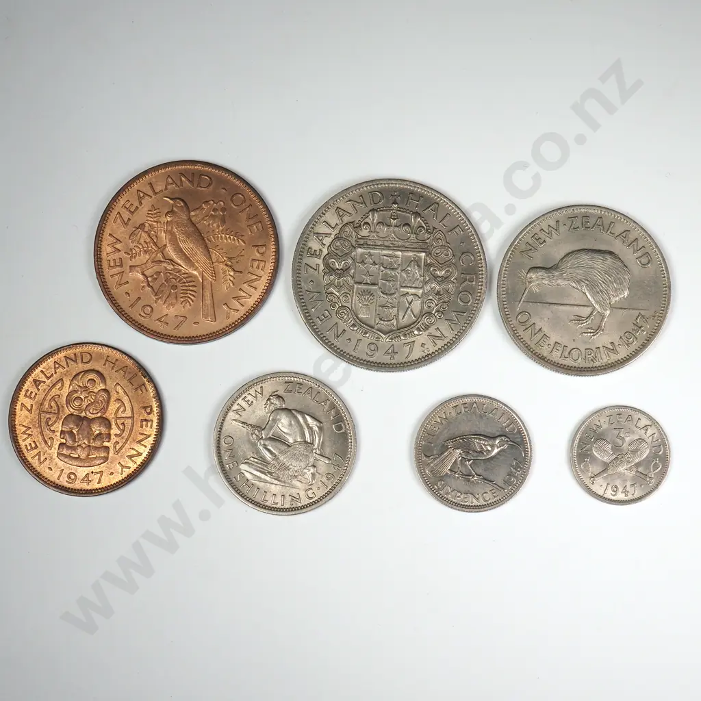 1947 SEVEN COIN DATE SET, E.F OR BETTER, MINIMUM C.C.V $355 Image 1++