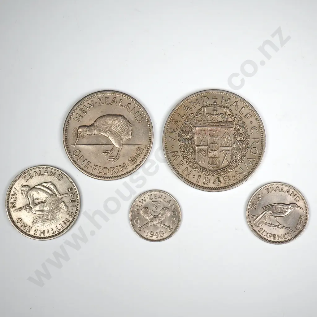 1948 FIVE COIN DATE SET, E.F OR BETTER, MINIMUM C.C.V $340 Image 1++