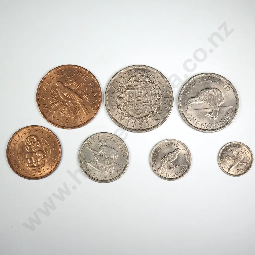 1951 SEVEN COIN DATE SET, E.F OR BETTER, MINIMUM C.C.V $150 Image 1++
