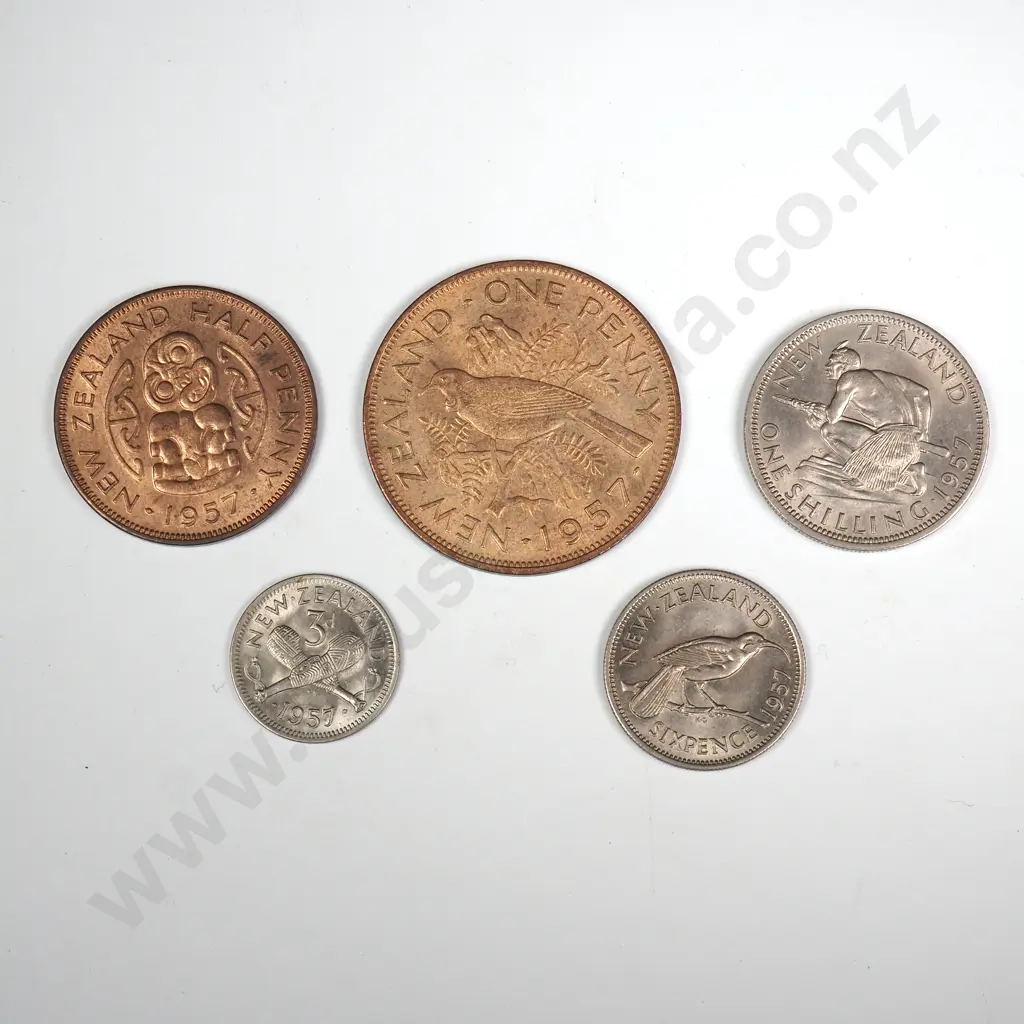 1957 FIVE COIN DATE SET, E.F OR BETTER Image 1++