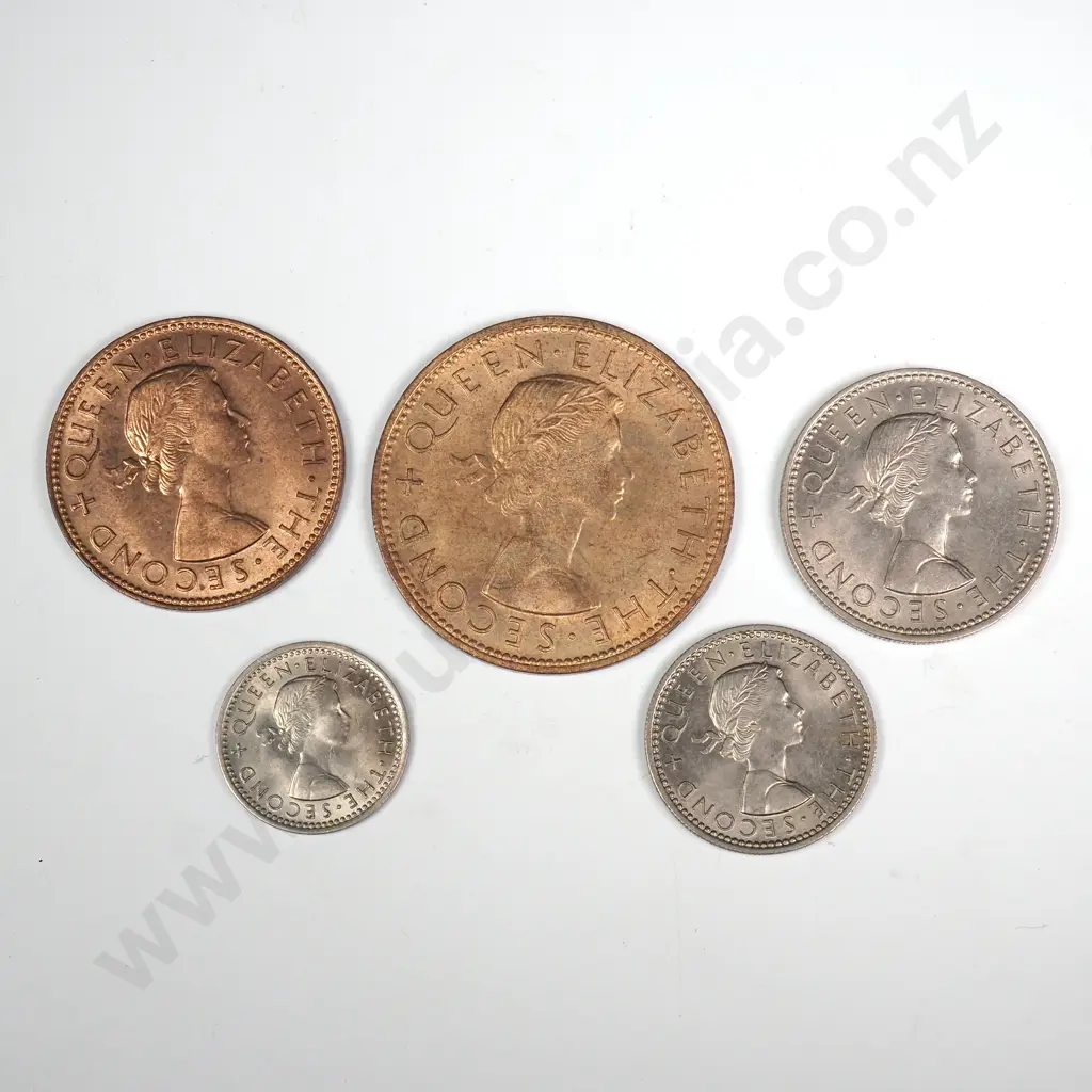 1957 FIVE COIN DATE SET, E.F OR BETTER Image 1++