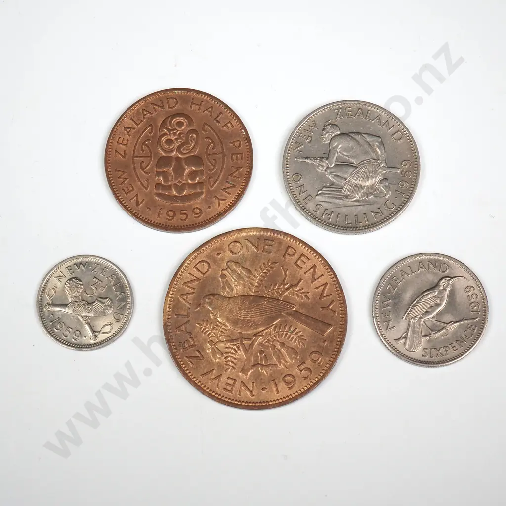 1959 FIVE COIN DATE SET, E.F OR BETTER Image 1++