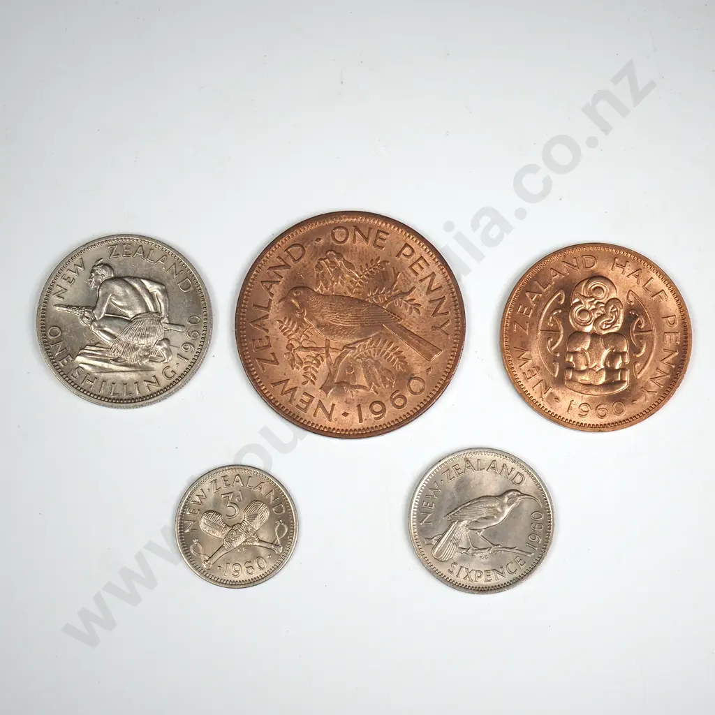 1960 FIVE COIN DATE SET, E.F OR BETTER Image 1++