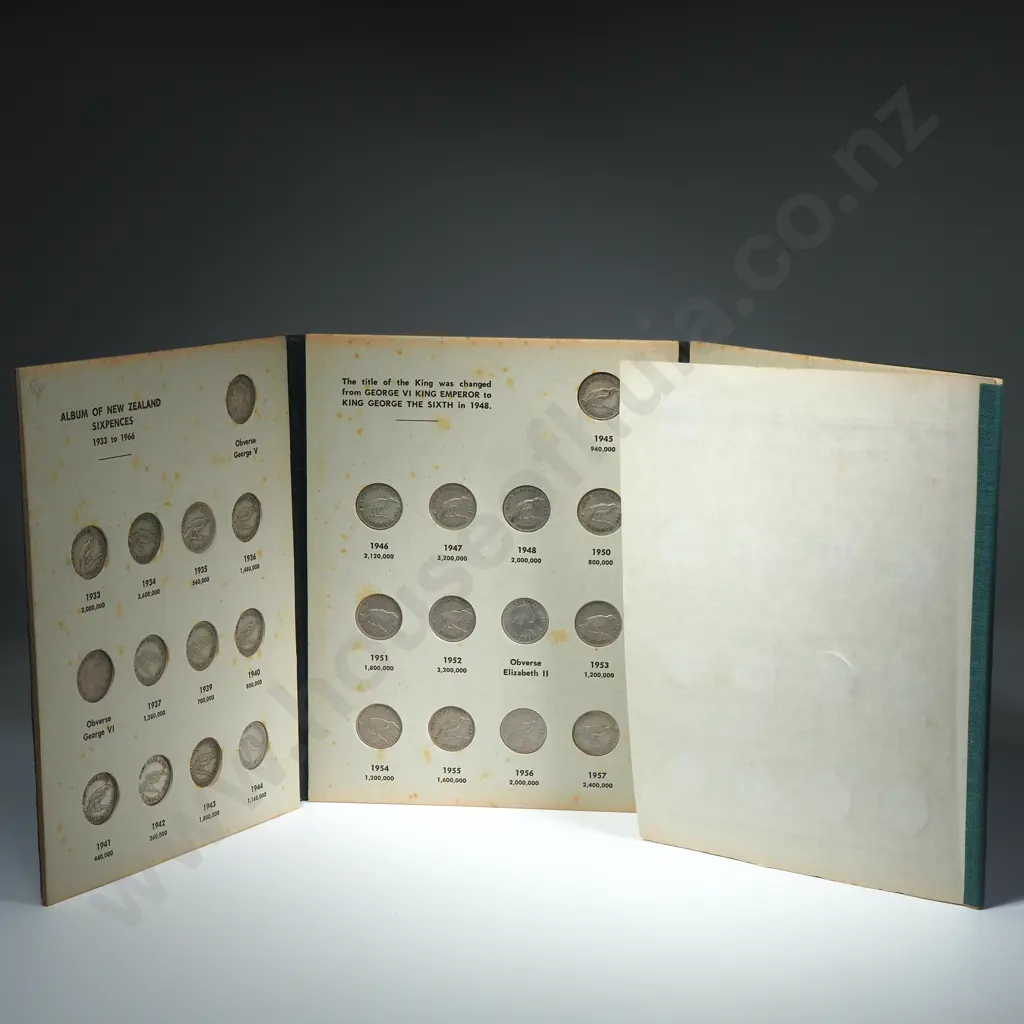 SIXPENCE SET COMPLETE FROM 1933 TO 1965, COINS GENERALLY IN AVERAGE CIRCULATED CONDITION HOUSED IN A NICE CONDITION JOHN BERTRAND FOLDER Image 1++