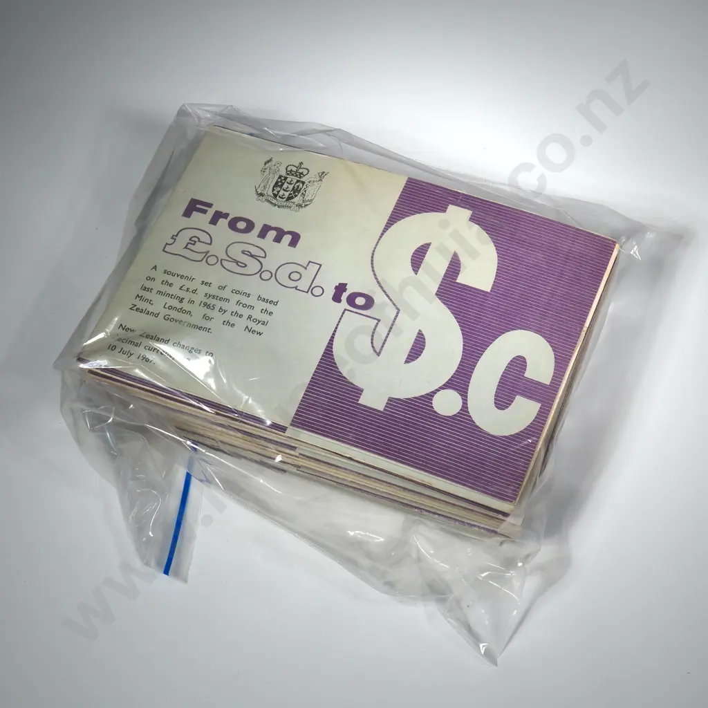 30 X 1965 UNC AND POLISHED SETS IN FOLDERS, SUPERIOR PLASTIC – 20 X PINK LABEL, 7 X GREEN LABEL, 3 X BLUE LABEL, C.C.V $795 Image 1++