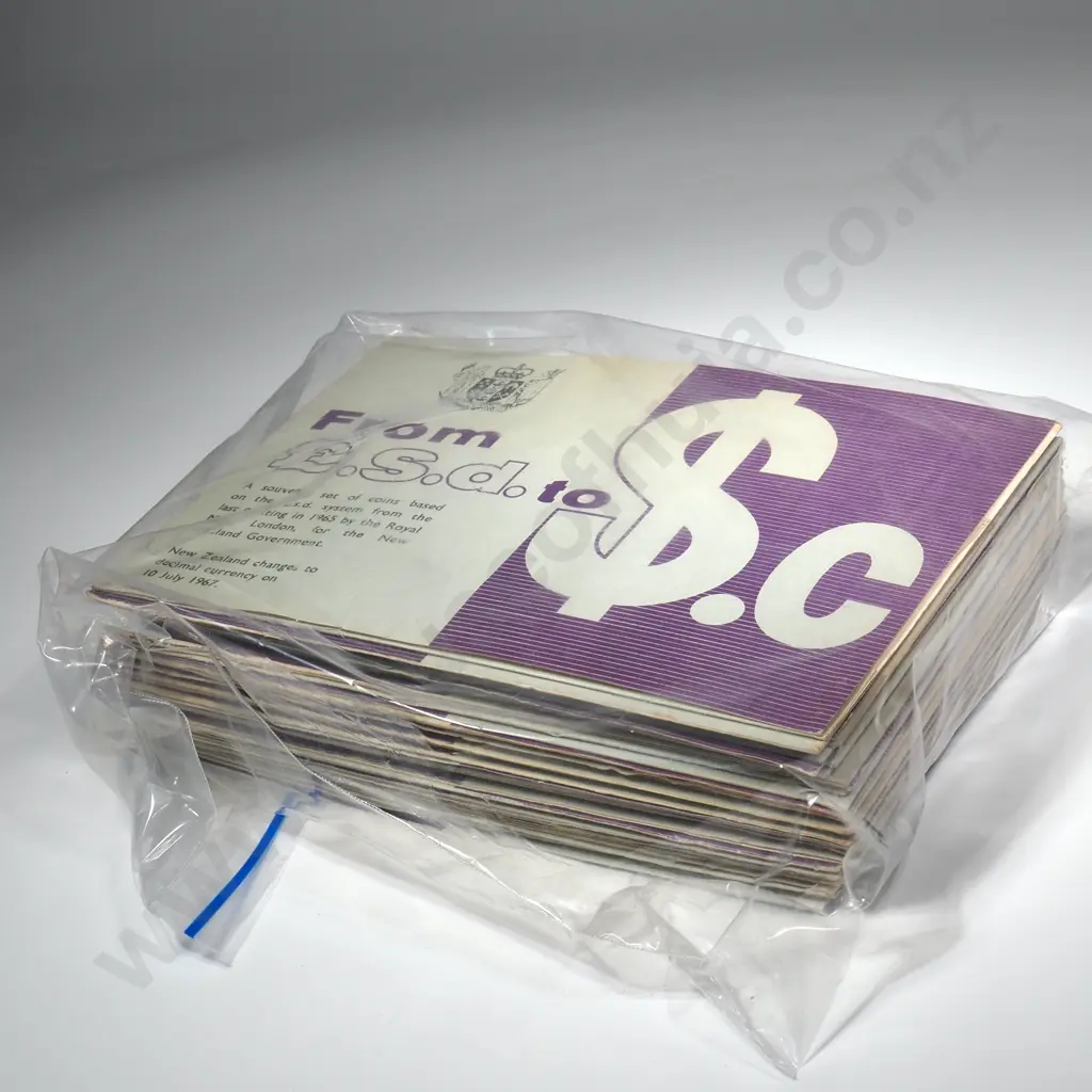 30 X 1965 UNC AND POLISHED SETS IN FOLDERS, SUPERIOR PLASTIC – 20 X PINK LABEL, 7 X GREEN LABEL, 3 X BLUE LABEL, C.C.V $795 Image 1++