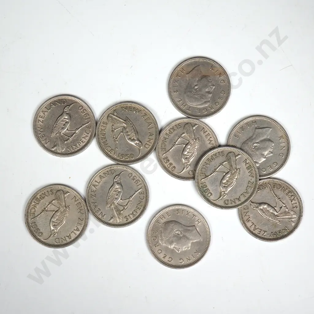 10 X 1950 SIXPENCES, V.F OR BETTER, MINIMUM C.C.V $400 Image 1++