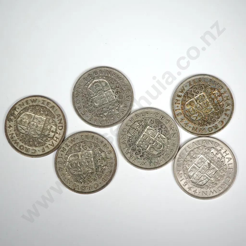 6 X 1944 HALFCROWNS, C.C.V $150 Image 1++