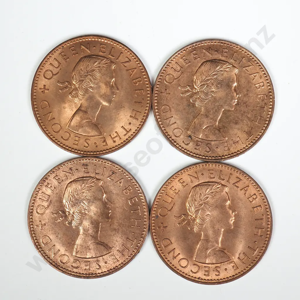 4 X 1961 'BROKEN NECK' HALFPENNIES, A.UNC, C.C.V $80 Image 1++