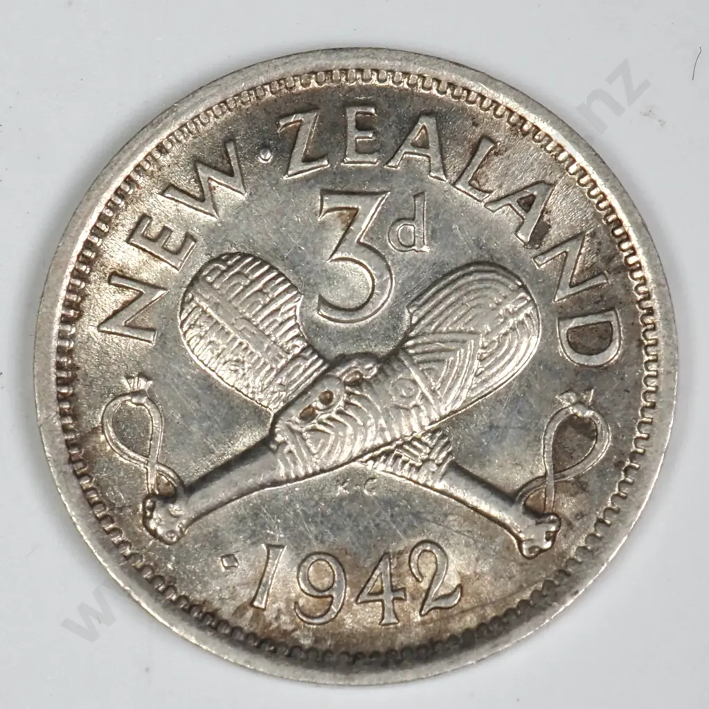 1942 'ONE DOT' THREEPENCE, E.F, C.V $450 Image 1++
