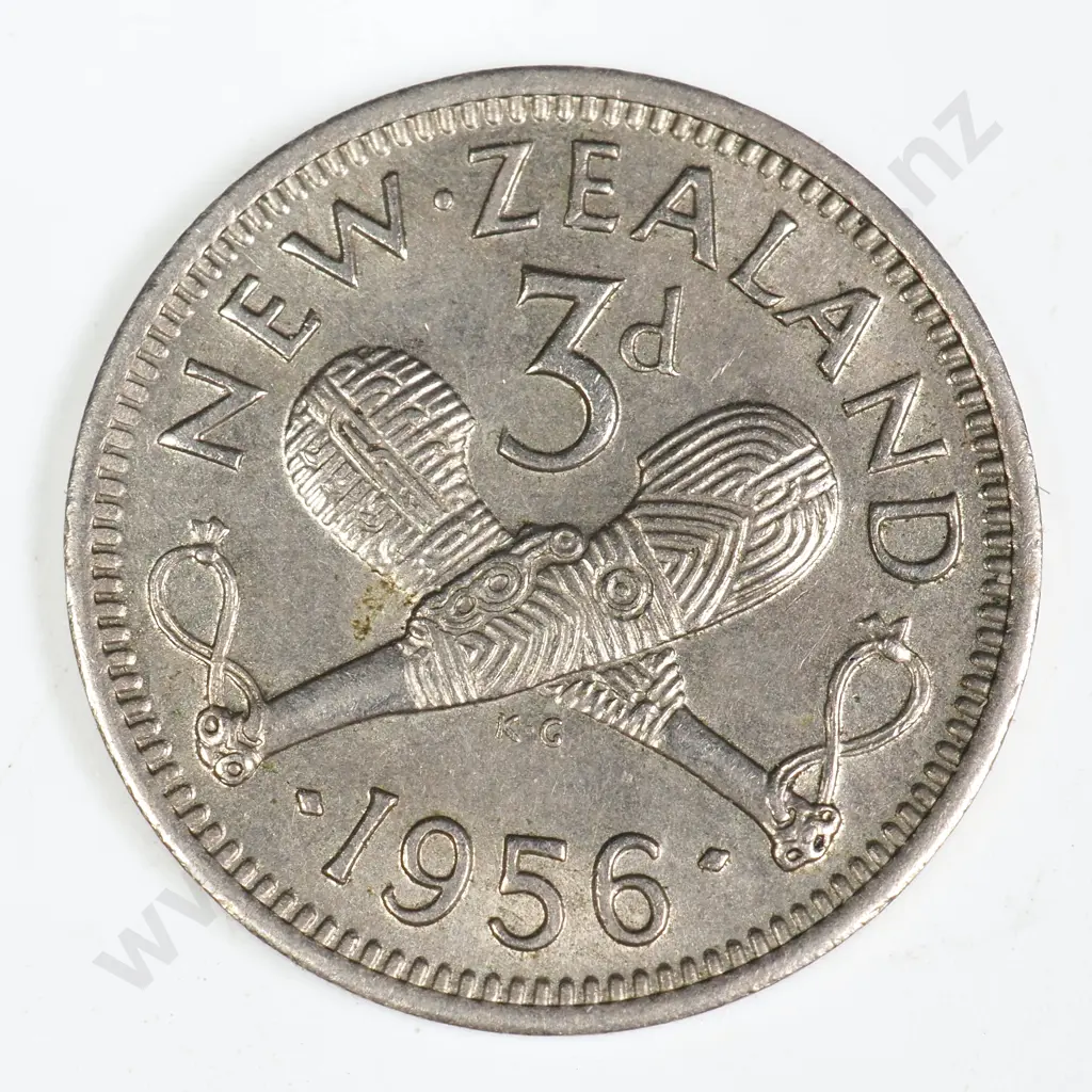 1956 'NO SHOULDER STRAP' THREEPENCE, E.F, C.V $250 Image 1++