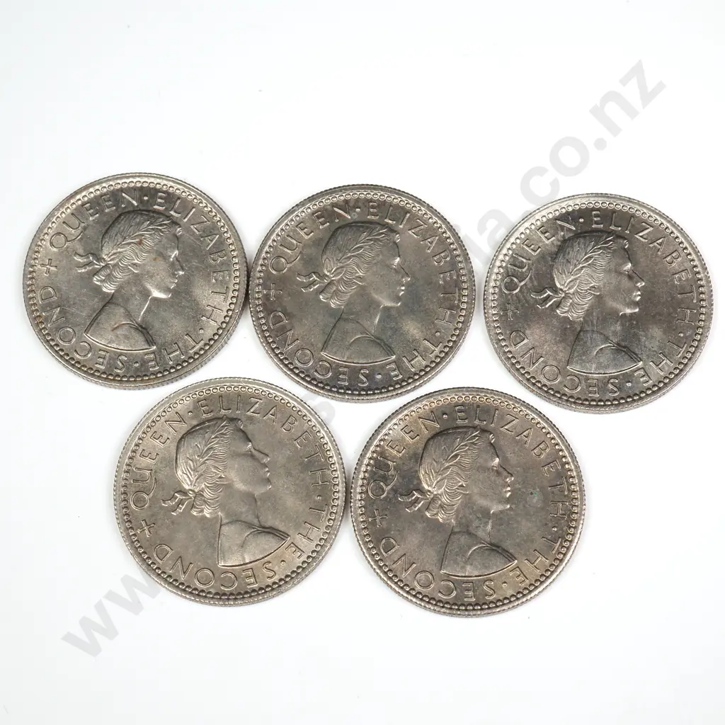 5 X 1965 'BROKEN BACK' SHILLINGS, AVERAGE, C.C.V $100 Image 1++