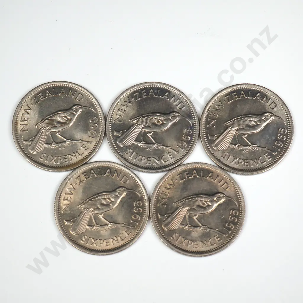 5 X 1965 'BROKEN BACK' SHILLINGS, AVERAGE, C.C.V $100 Image 1++
