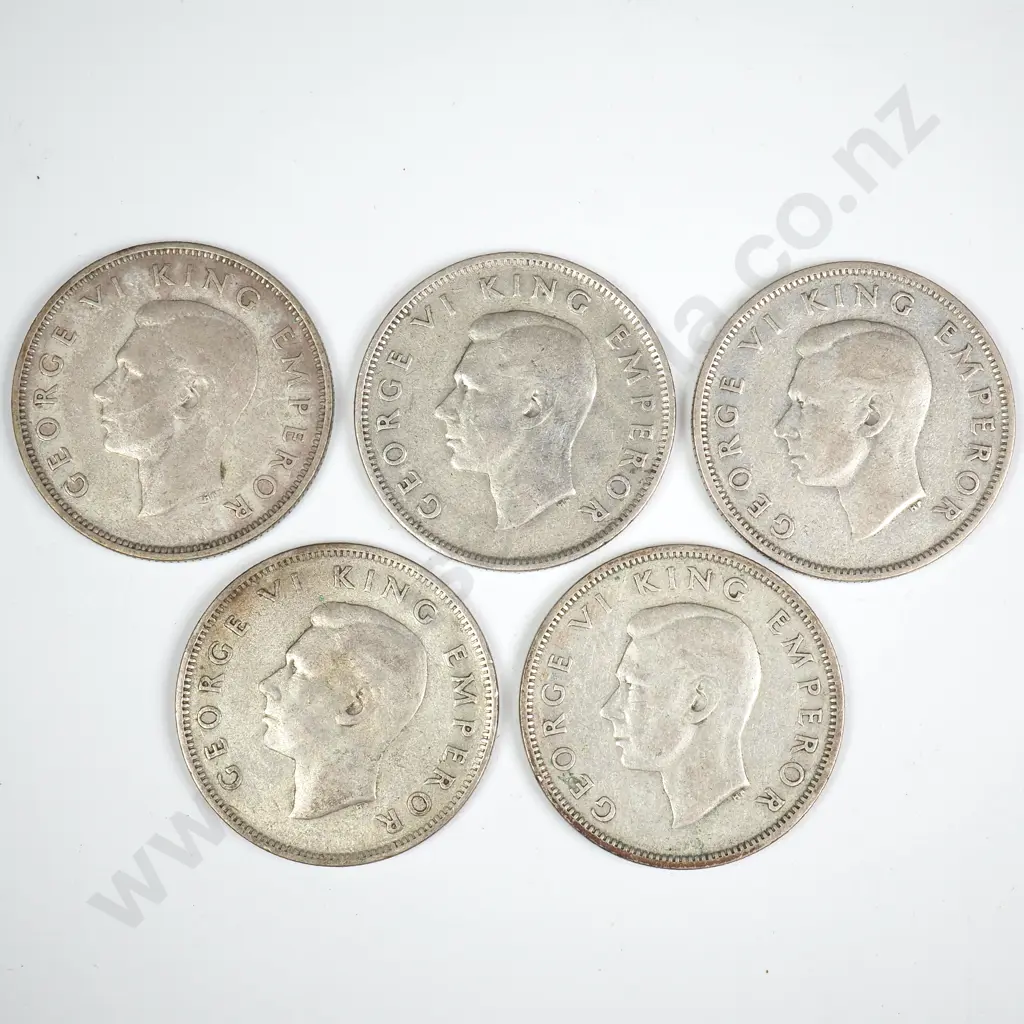 5 X 1946 'FLATBACK' FLORINS, AVERAGE, C.C.V $100 Image 1++