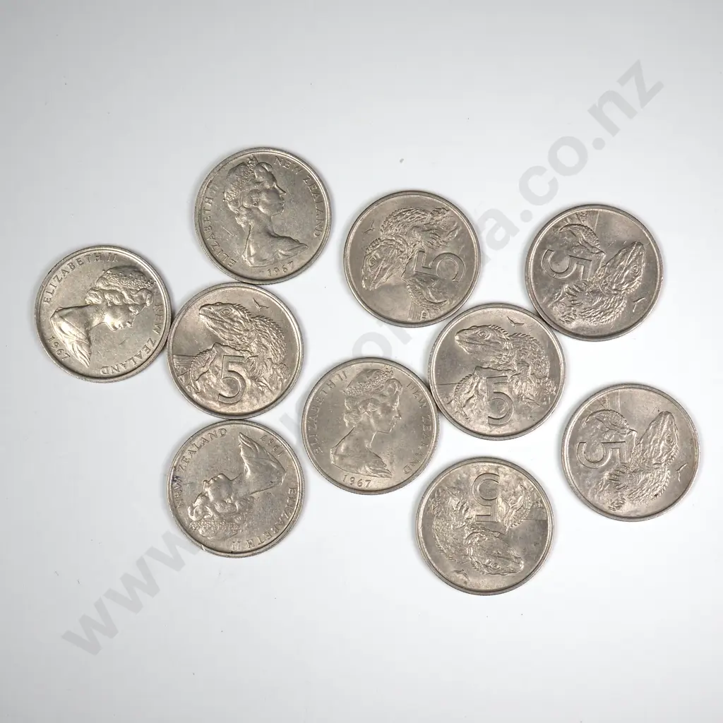 10 X 1967 'NO SEA' 5 CENTS, AVERAGE, C.C.V $200 Image 1++