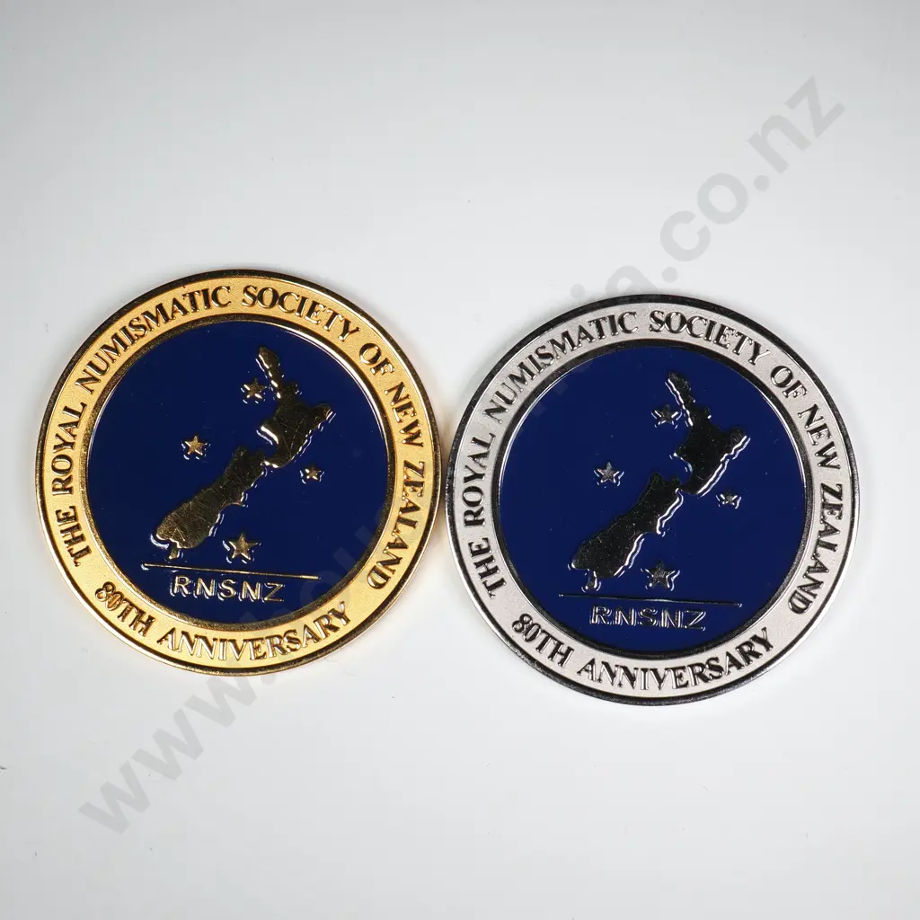 2 X ROYAL NUMISMATIC SOCIETY OF NEW ZEALAND MEDALS 1931-2011 Image 1++