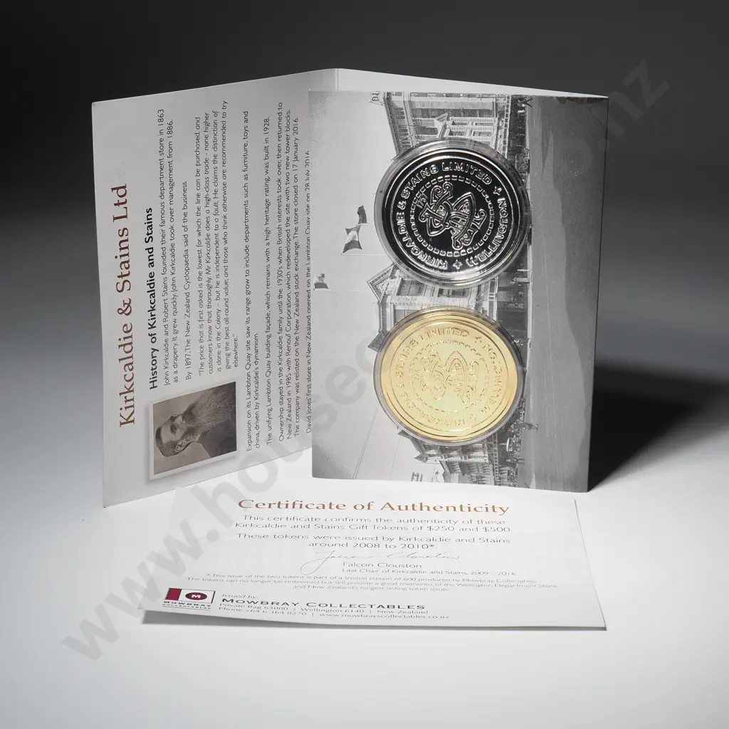 KIRKCALDIE & STAINS $250 AND $500 GIFT TOKENS, C.2010 Image 1++
