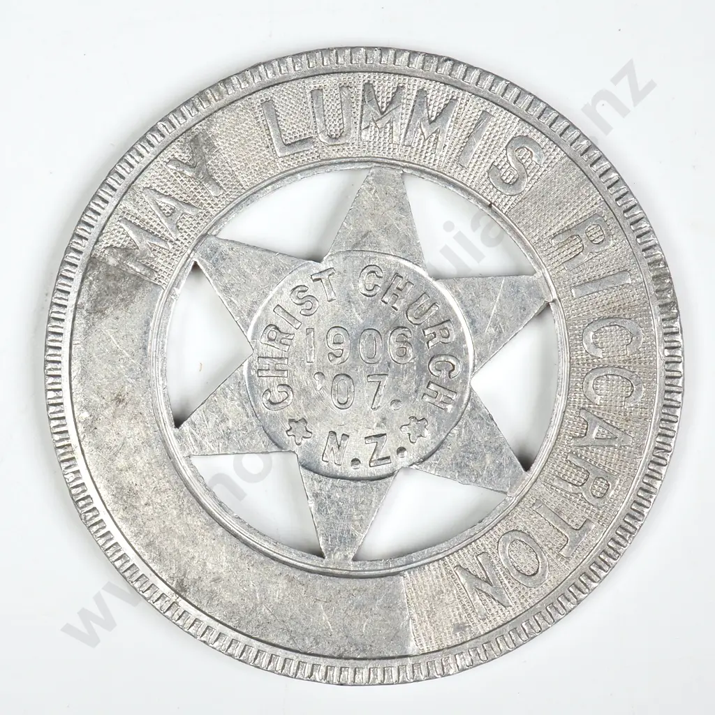 1906-07 CHRISTCHURCH EXHIBITION ALUMINIUM MEDALET Image 1++