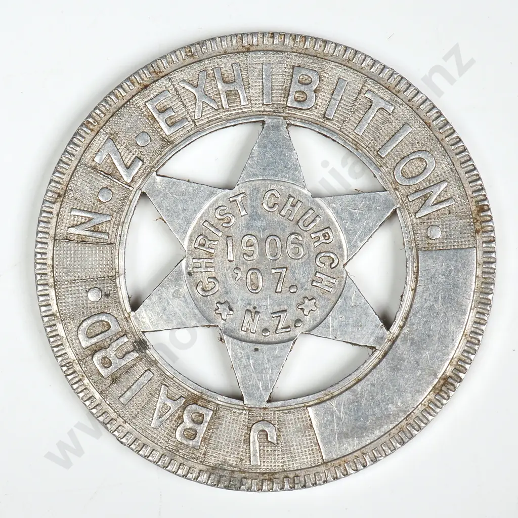 1906-07 CHRISTCHURCH EXHIBITION ALUMINIUM MEDALET Image 1++