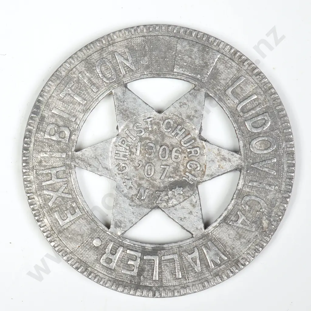 1906-07 CHRISTCHURCH EXHIBITION ALUMINIUM MEDALET Image 1++