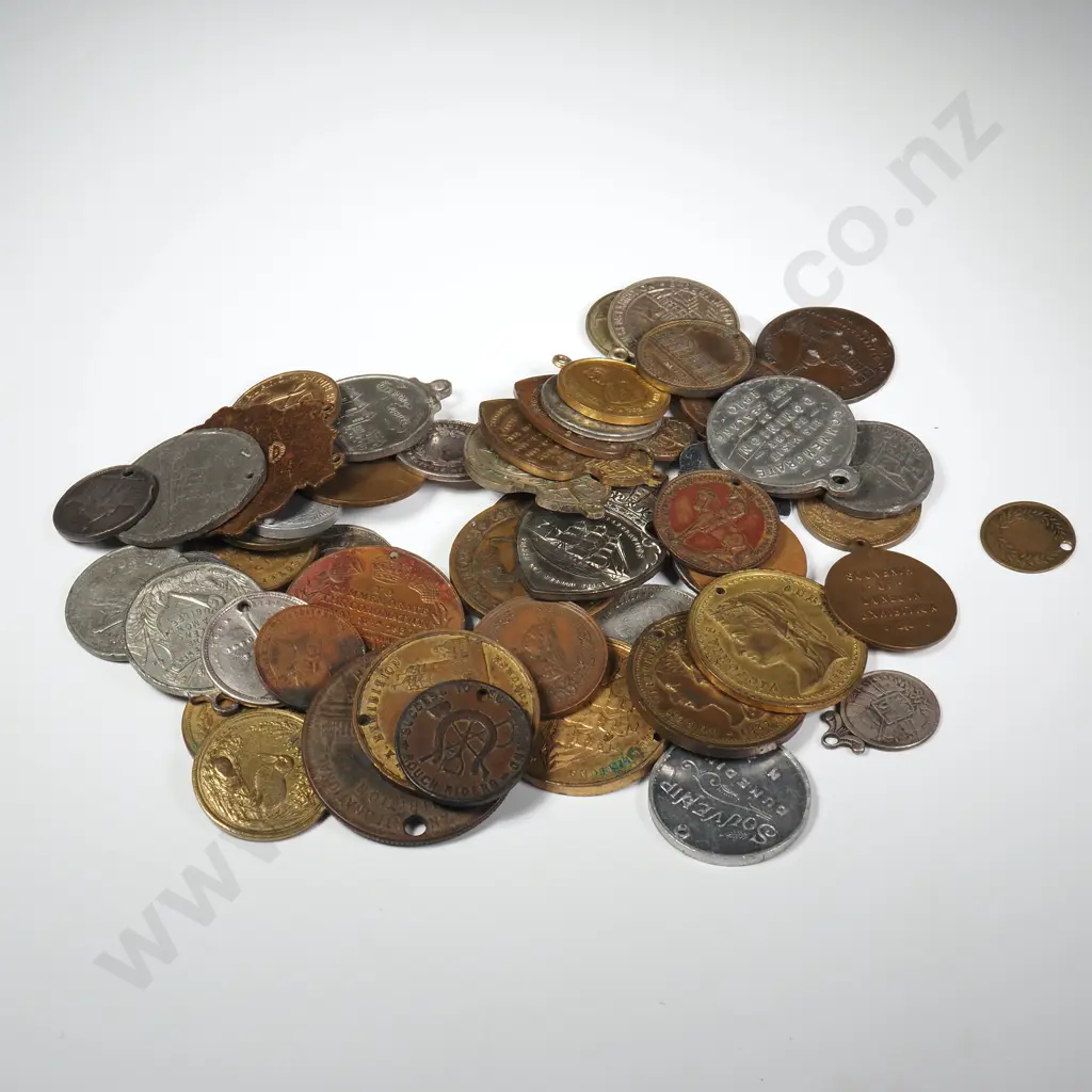 COLLECTION OF 56 DIFFERENT COMMEMORATIVE MEDALETS 1882 TO 1940, EACH LISTED IN MOREL Image 1++