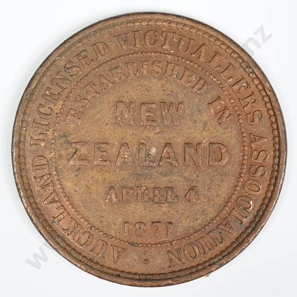 AUCKLAND LICENSED VICTUALLERS ASSOCIATION ONE PENNY 1871, LAMPARD 304A Image 1++