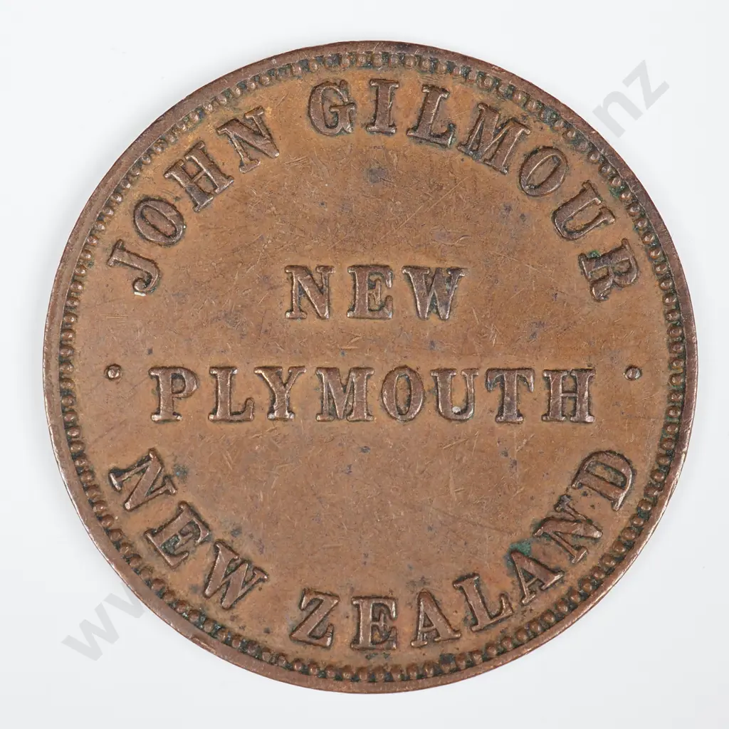 JOHN GILMOUR, NEW PLYMOUTH ONE PENNY, LAMPARD 318 Image 1++